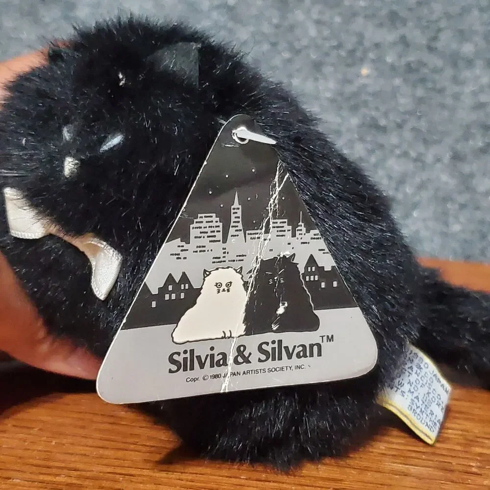 Dankin Black Kitten Silvan Stuffed Animal Plush Cat 80s Kitty Silvia And Silvan